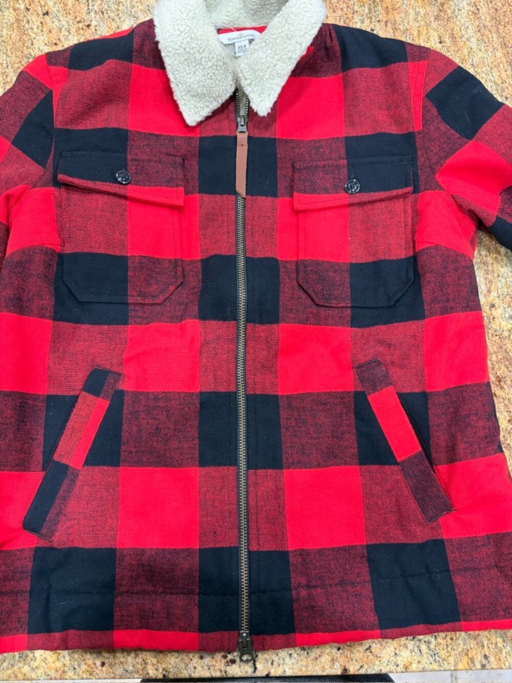 NWOT L.L. Bean Signature Jacket Mens XS Regular Buffalo Plaid Sherpa Jacket Coat